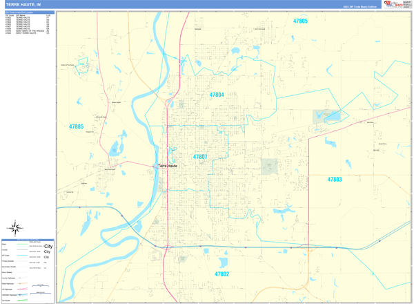 Terre Haute City Digital Map Basic Style